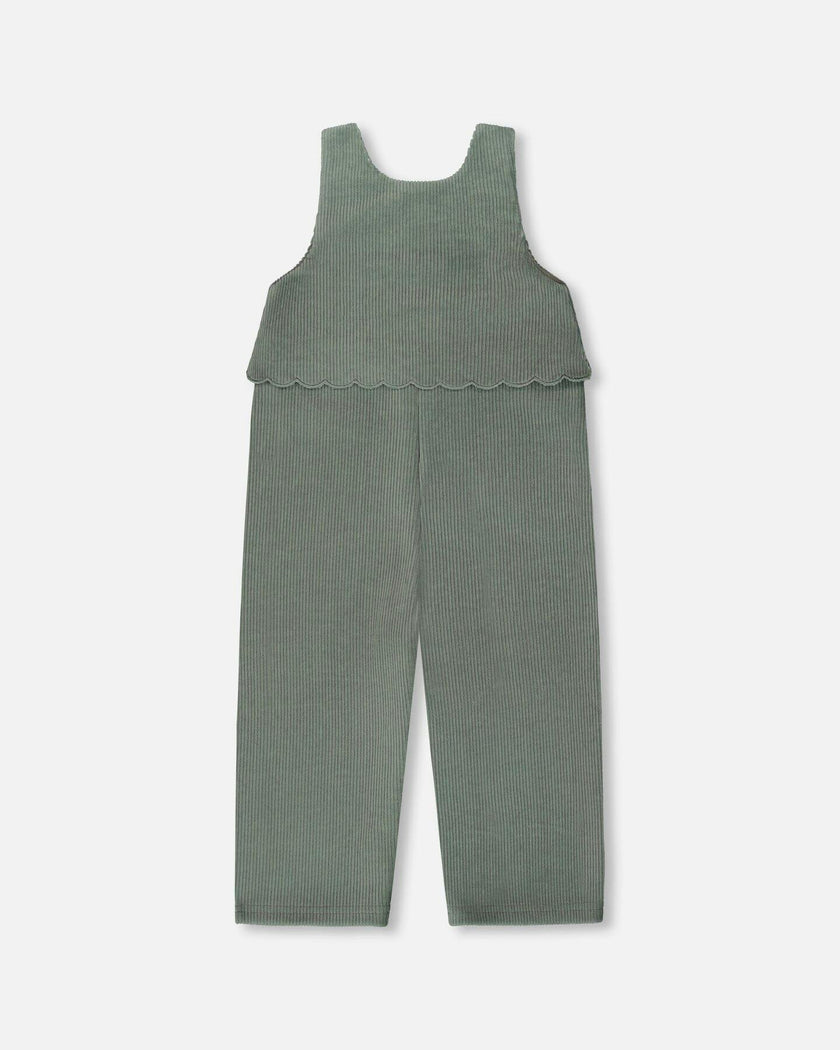 Stretch Velour Faux-Layered Overalls