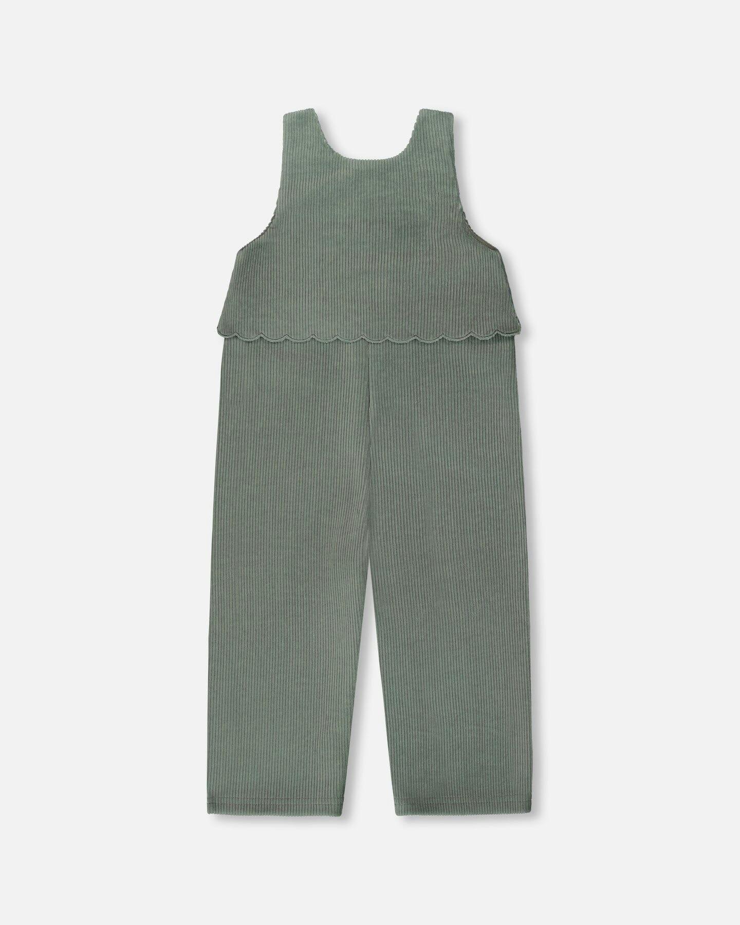 Stretch Velour Faux-Layered Overalls