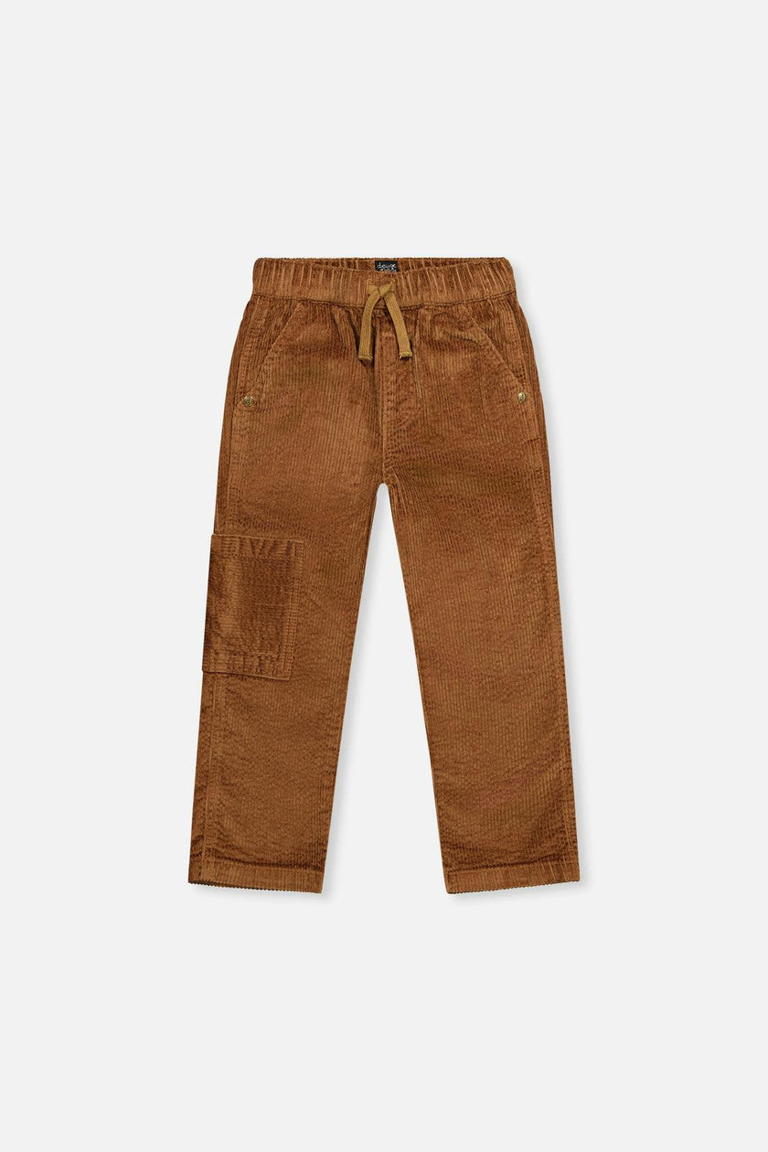 Stretch Corduroy Pants with Cargo Pocket Brown Sugar