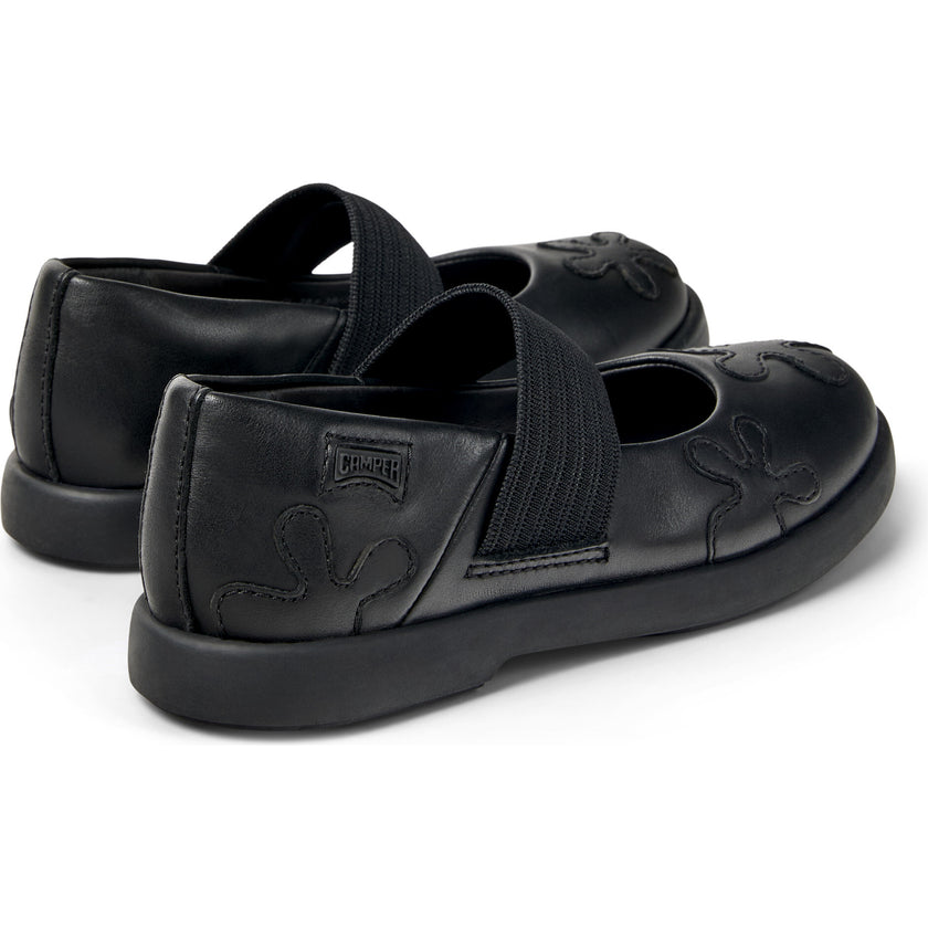 Kids Duet Twins Leather Elastic Strap Mary Jane Shoes, Black