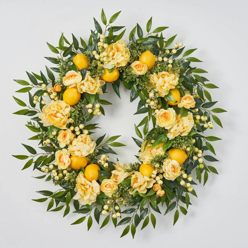 Lemonade Peony & Lemon Everyday Spring Summer Front Door Wreath