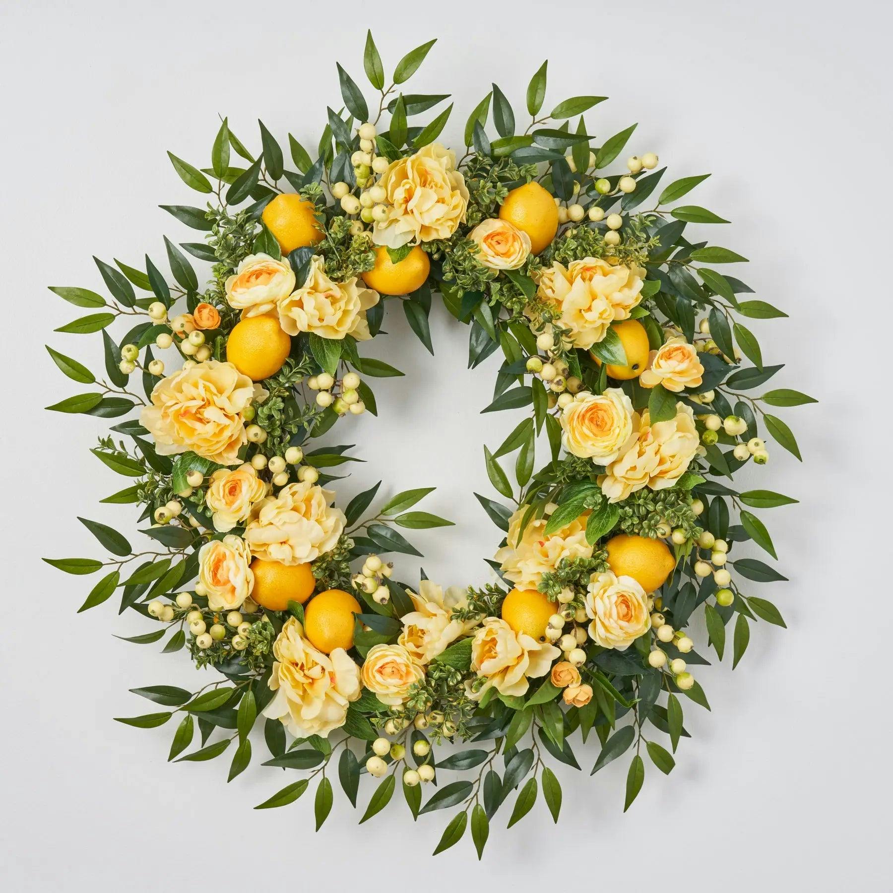 Lemonade Peony & Lemon Everyday Spring Summer Front Door Wreath