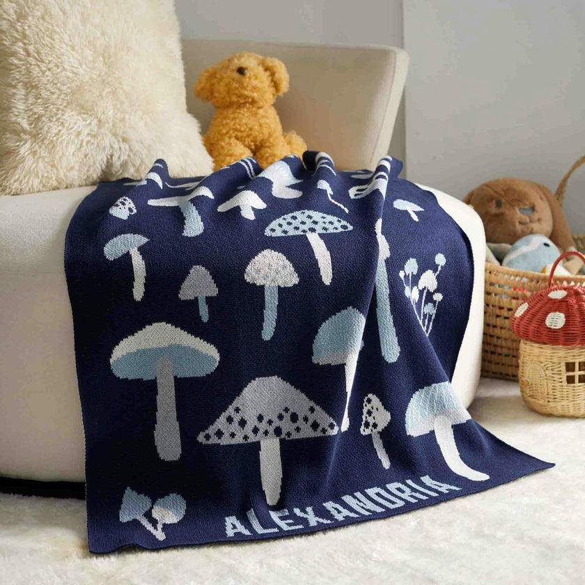 Custom Personalized Baby Sustainable Knit Throw Blanket - Forager