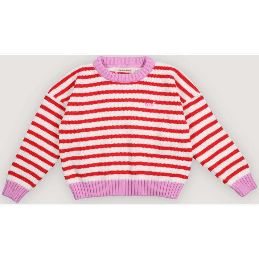 Marigold Jumper Tulip Red & Pink Lavander Stripes