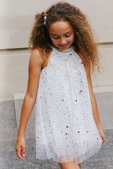 Rainbow Crystal Gem Halter Neck Sleeveless Dress