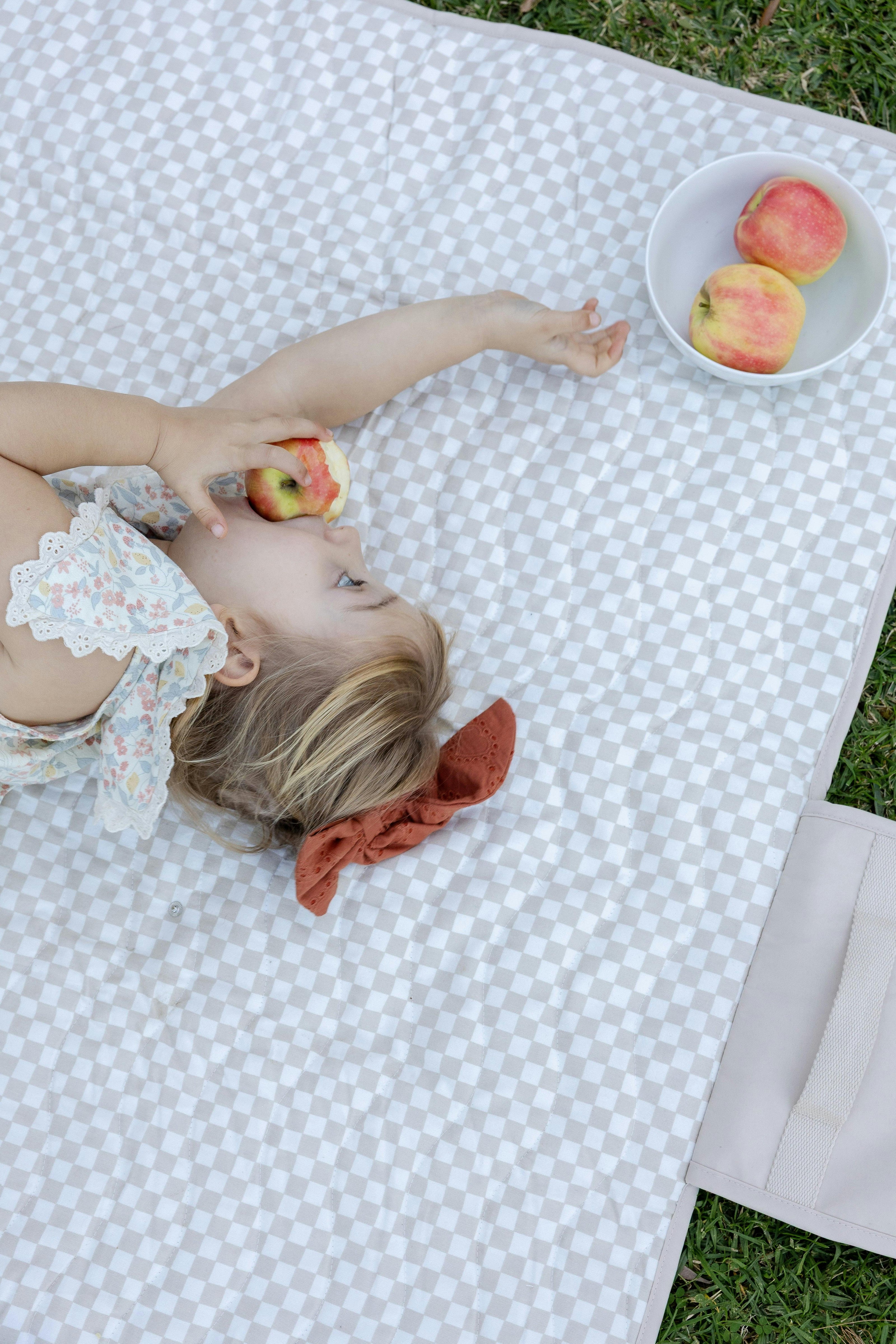 Portable Wander Classic Playmat | Check, Oat | Toddlekind