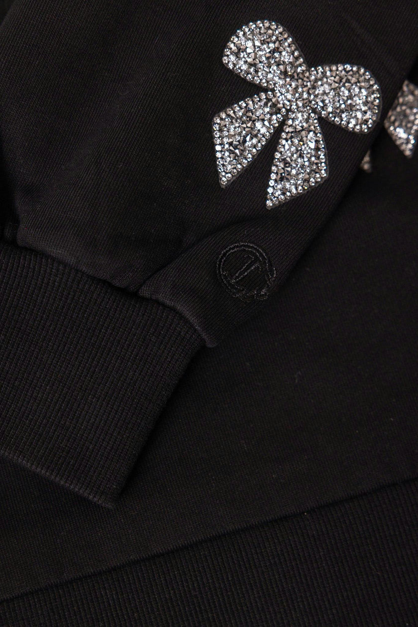 Mini Micah Crew Neck Sweatshirt in Black & Bows