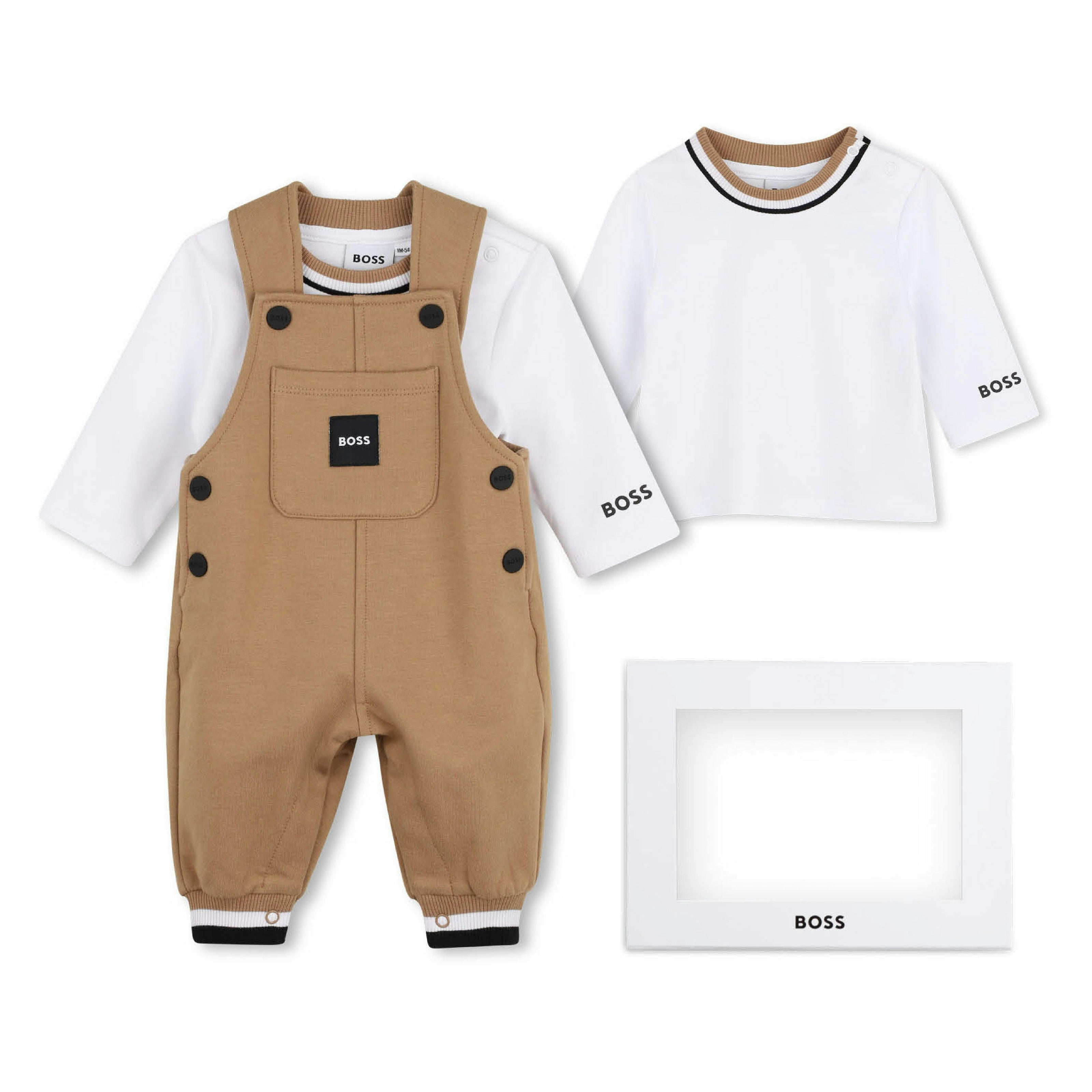 Beige Logo Baby Overall Set