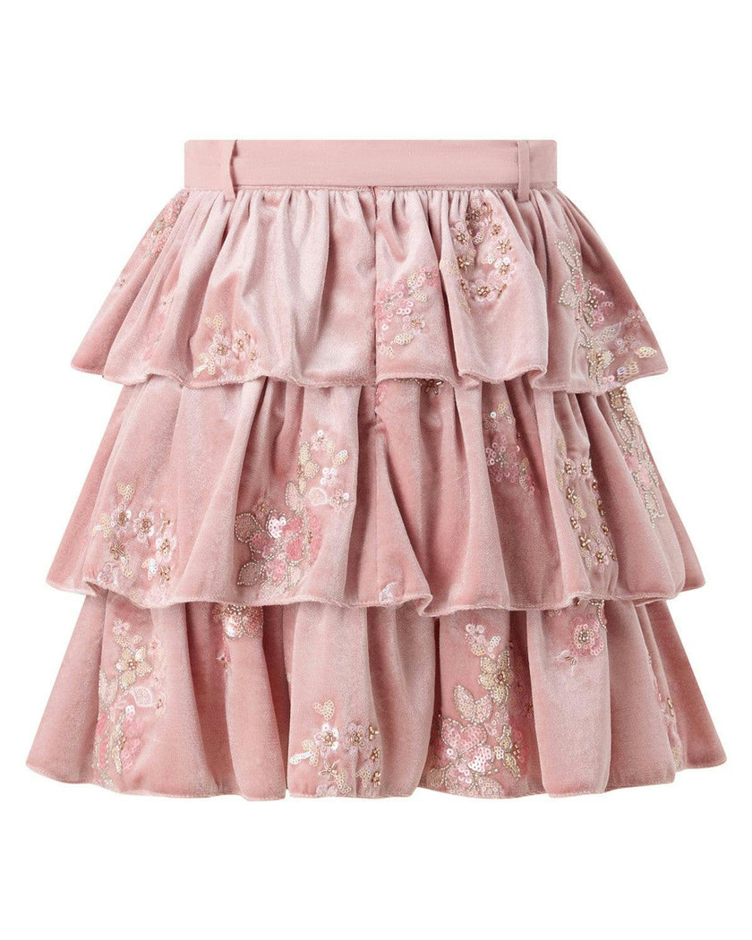 Destiny Velvet Frill Mini Skirt