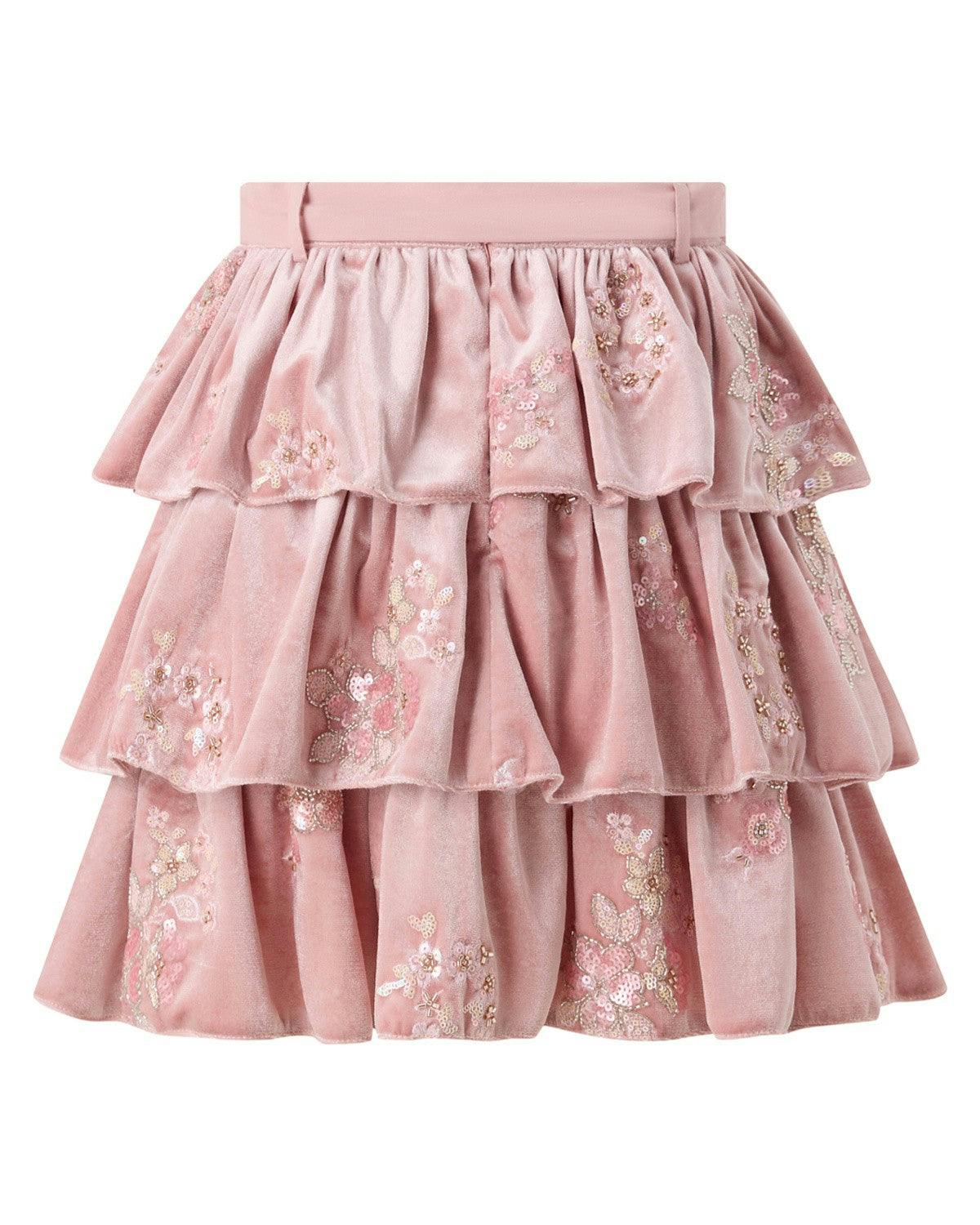 Destiny Velvet Frill Mini Skirt