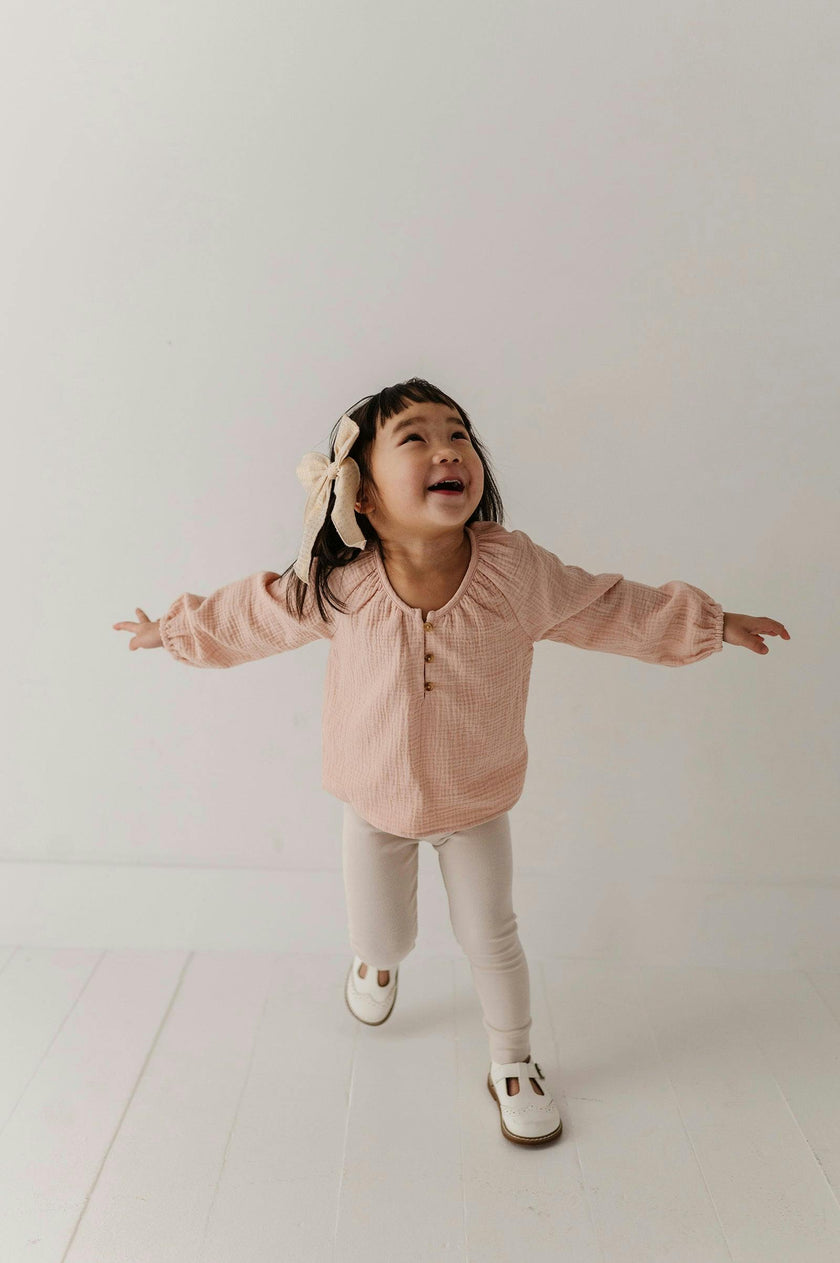 Girls Ribbed Leggings in Cream