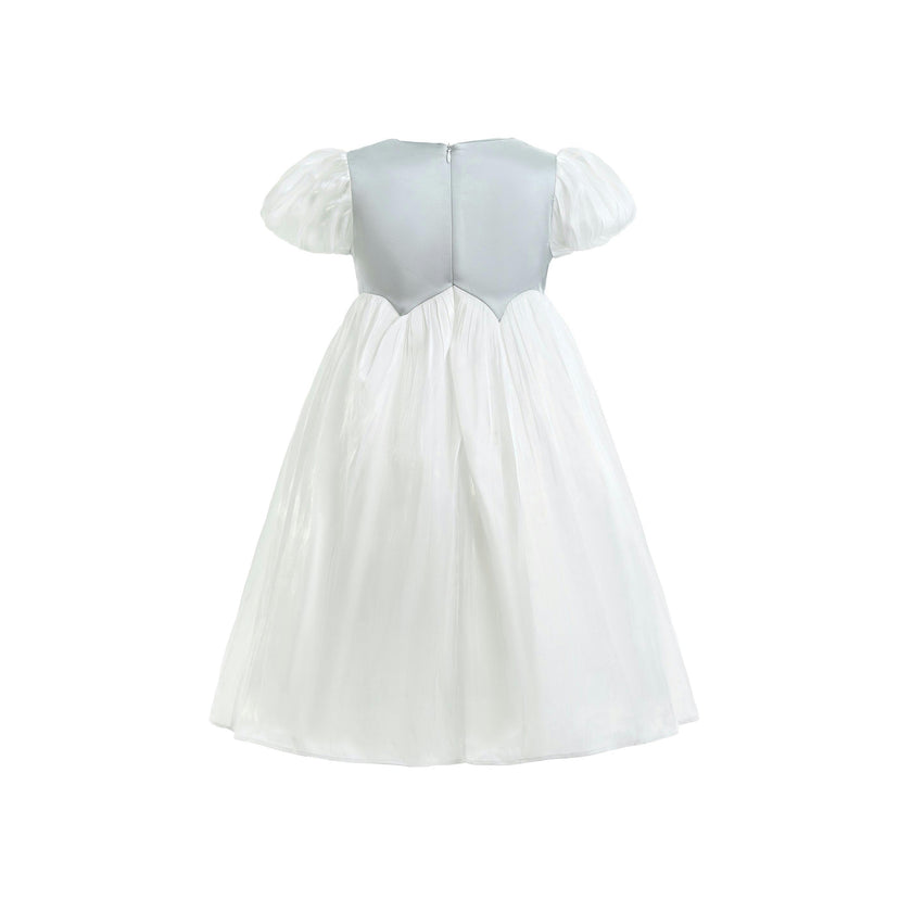 White Sequin Floral Bodice Dress