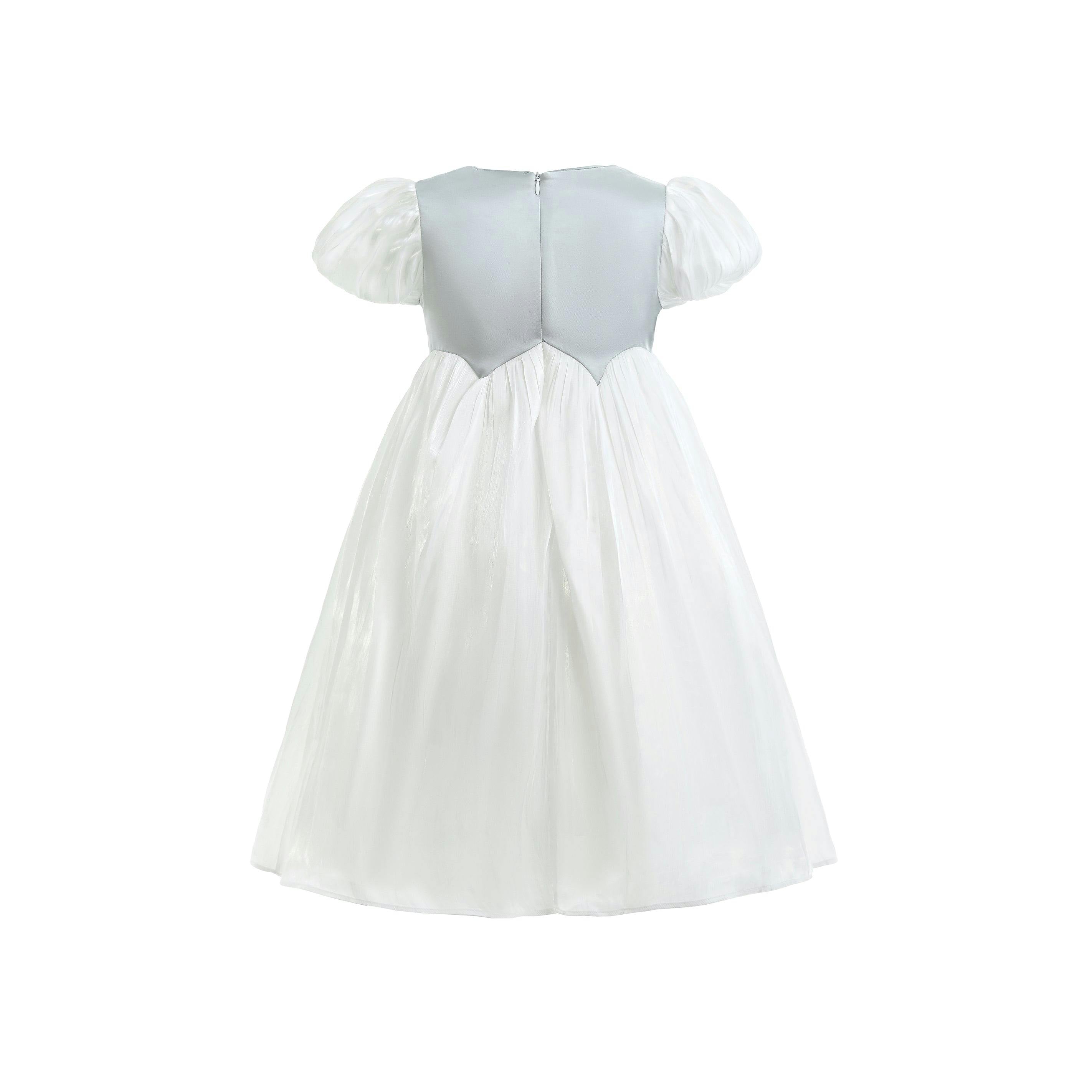White Sequin Floral Bodice Dress