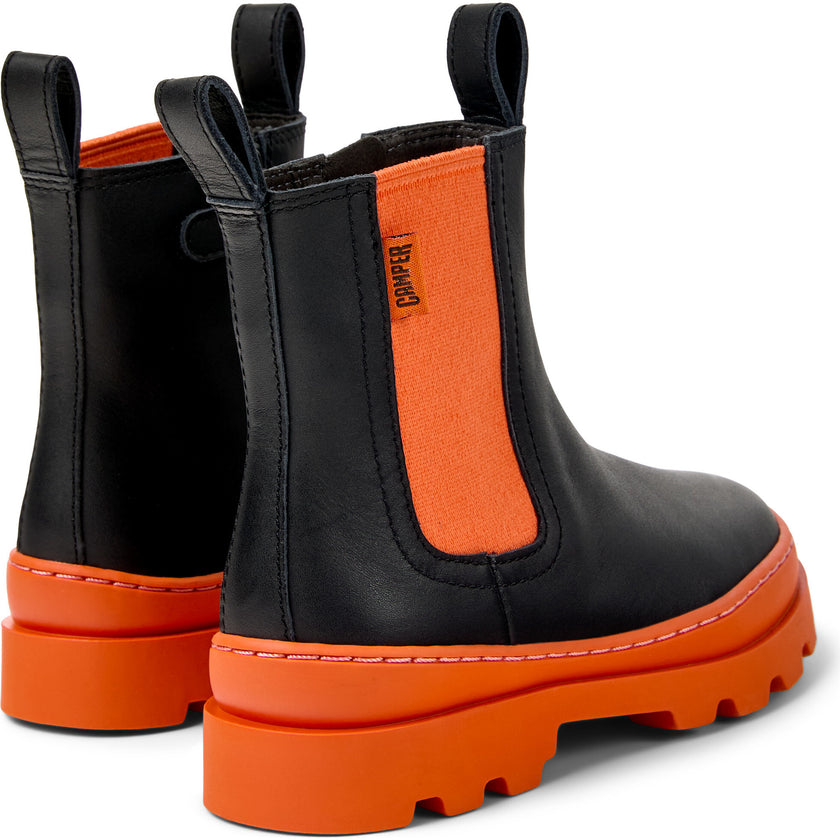 Kids Brutus Urban Style 360 Degree Stitched Boots, Black