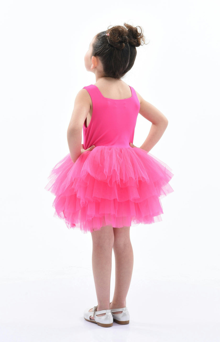 Pink Rouge Solid Tutu Dress
