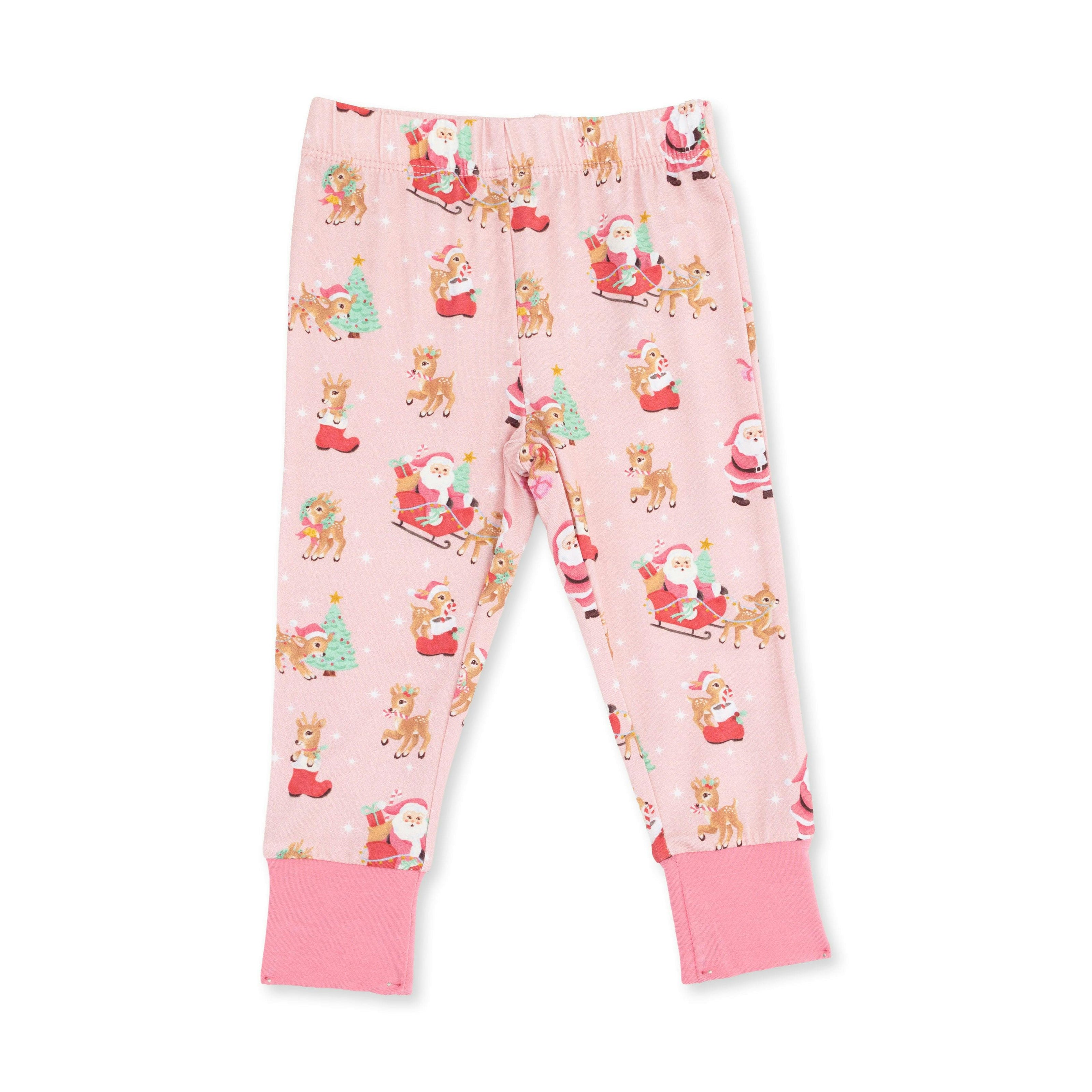 Vintage Reindeer & Santa Pink - Long Sleeve Loungewear Set