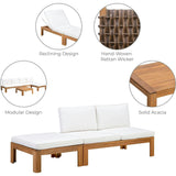 Teamson Home Acacia Modular Outdoor Sofa Set with Convertible Chaise Lounge