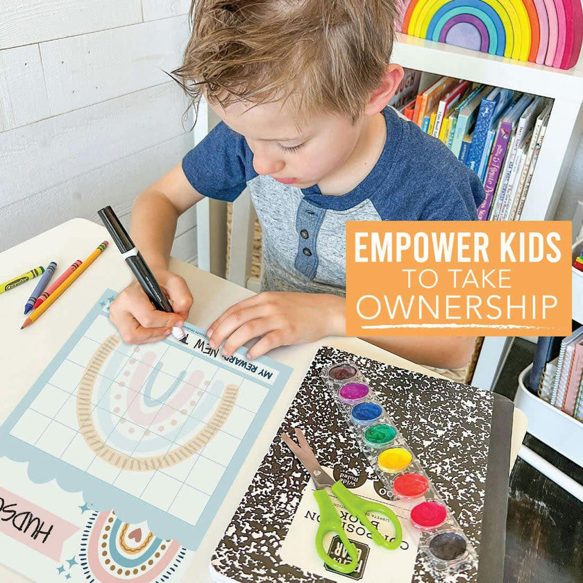 Boho Rainbow Kids Reward Sticker Charts & Day-N-Night Routine Charts Bundle