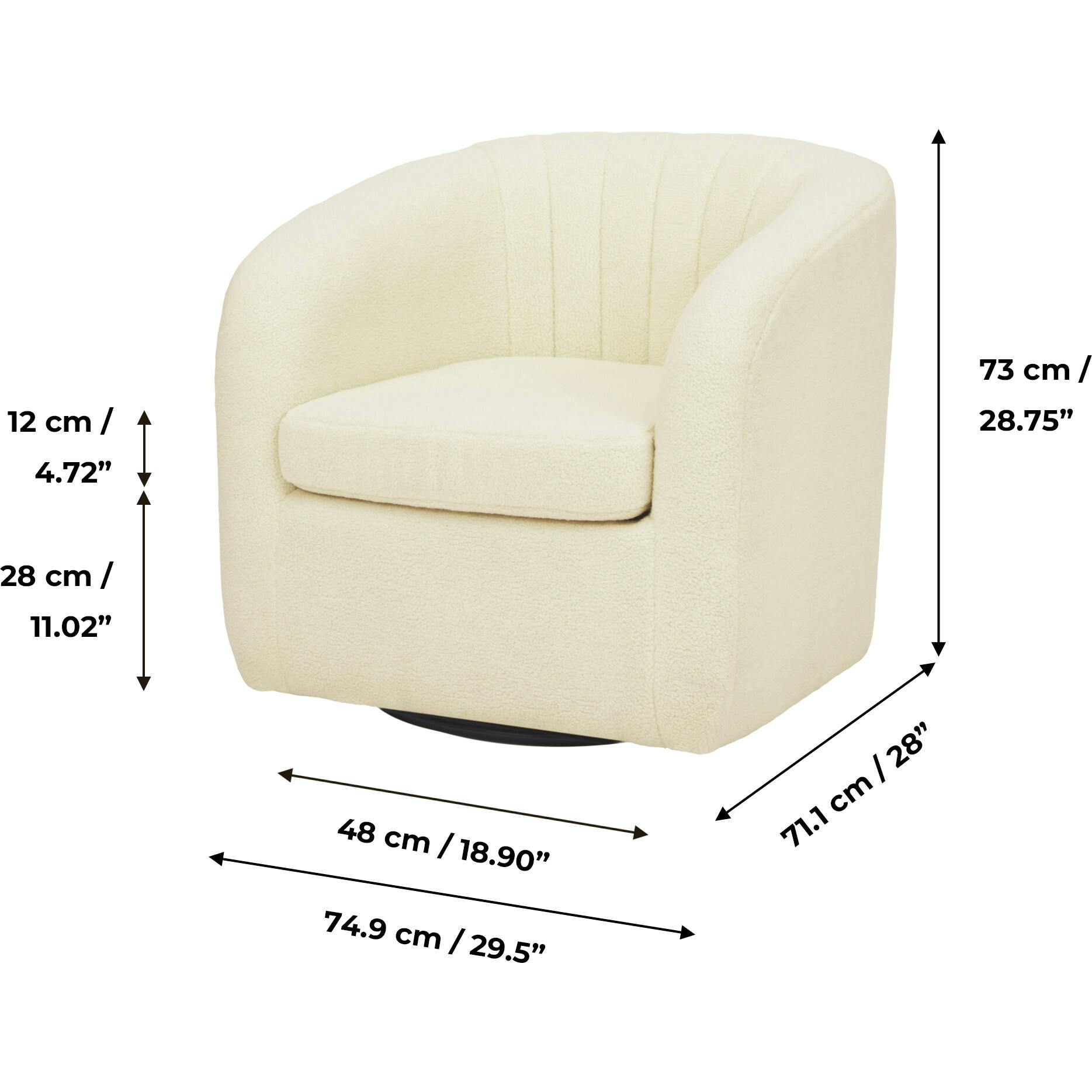 Monroe Faux Shearing Swivel Tub Chair