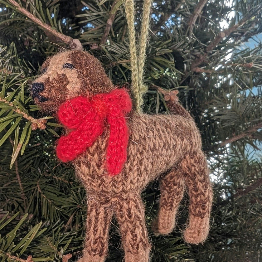 German Short Haired Pointer Dog Hand Knit Christmas Ornament Arcadia Home