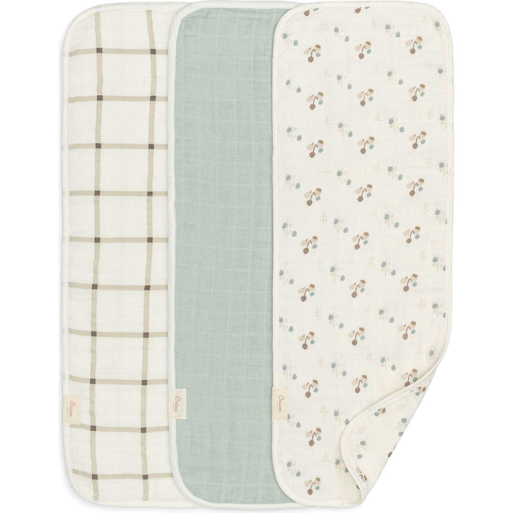 Organic Cotton 3-Piece Poppy Burp Cloth Set