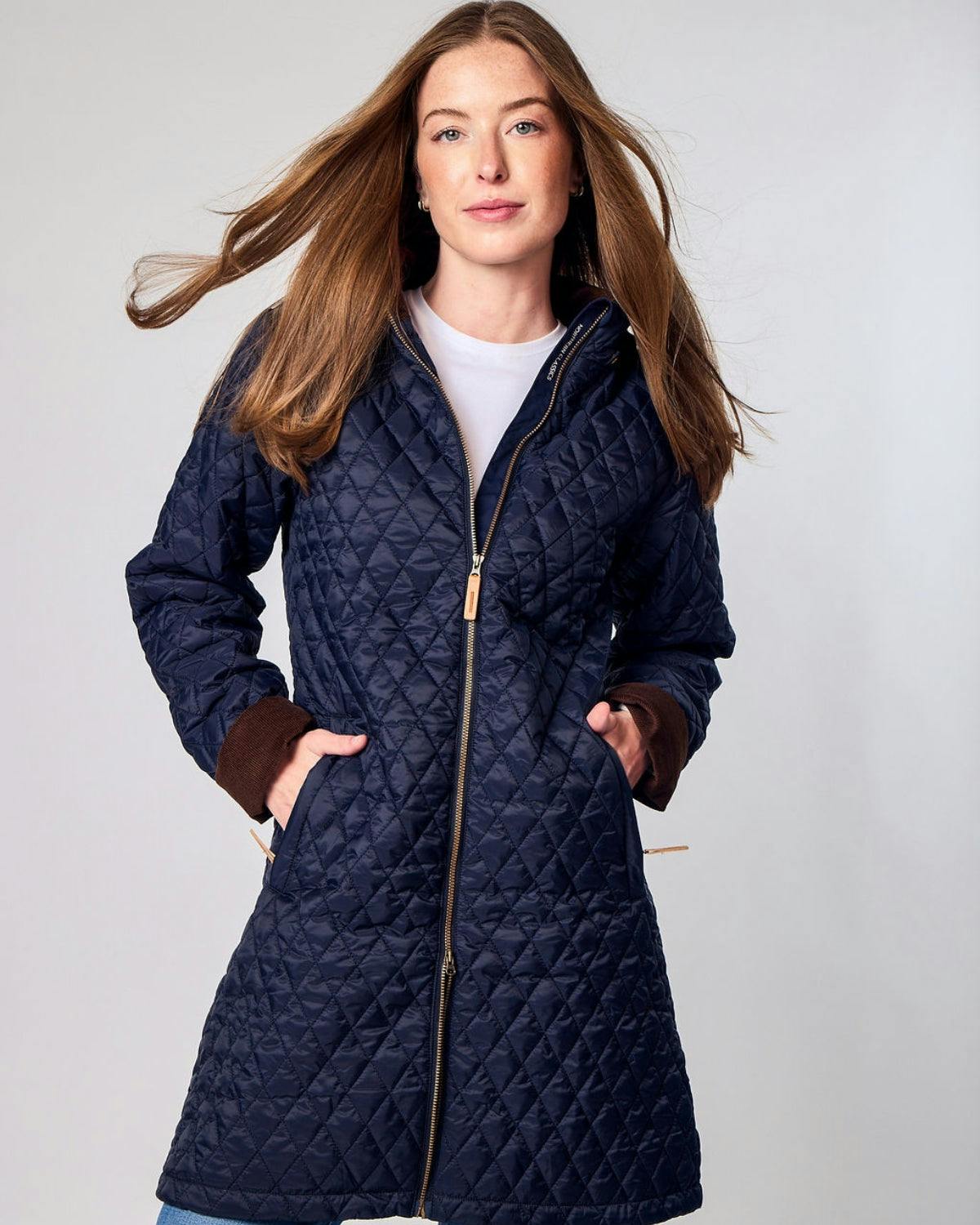 Women's Puffer Jacket in Navy Blue
