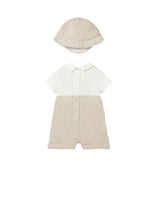 Beige Baby Romper & Hat Set
