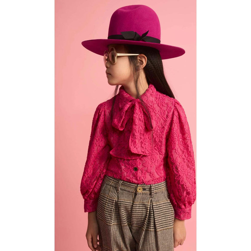 Lace Bow Blouse Fuchsia