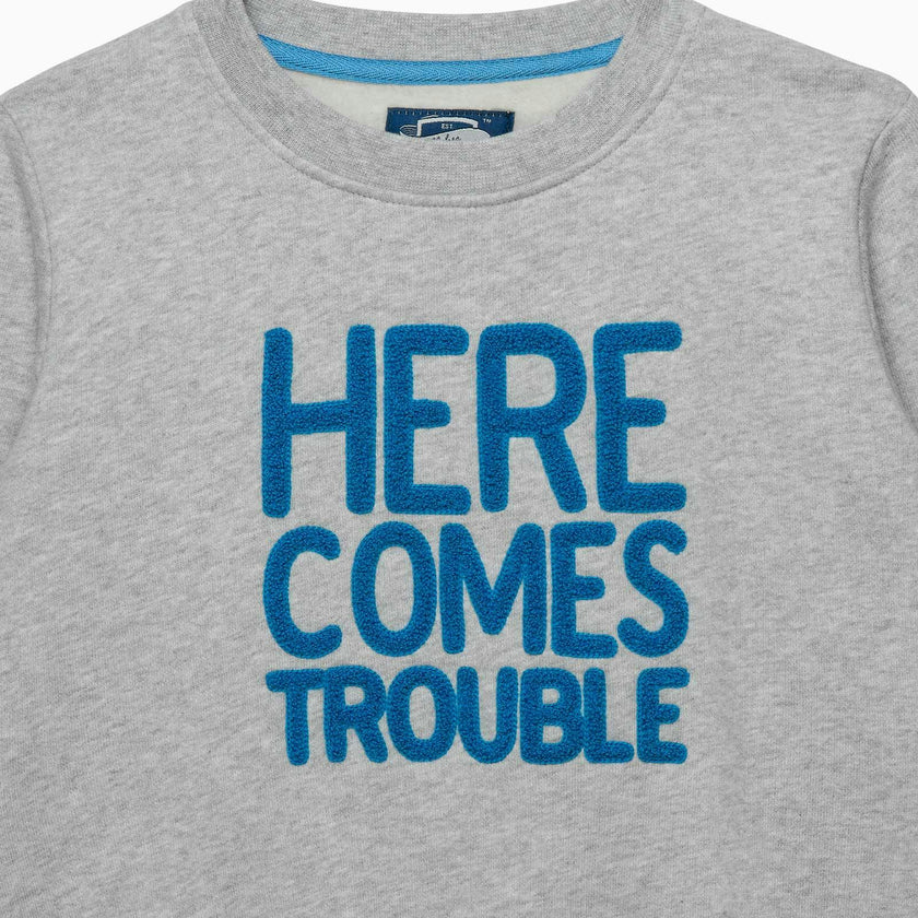 Here Comes Trouble Sweatshirt in Grey Marl