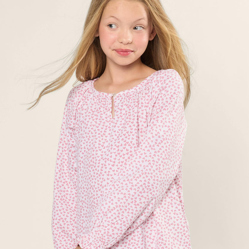 Girl's Twill Delphine Nightgown in Sweethearts