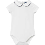 Baby Short-Sleeved Milo Bodysuit in White/Navy