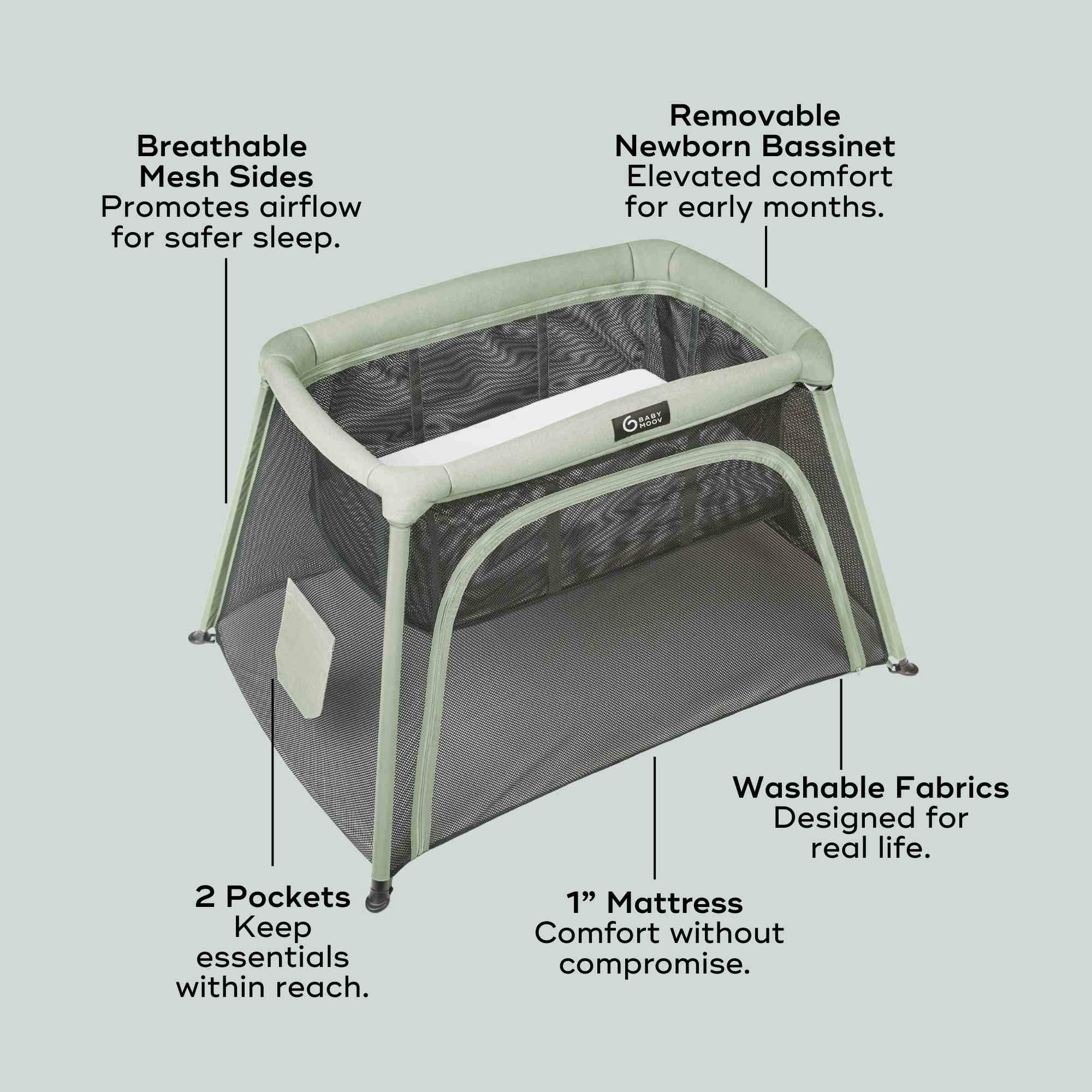 Moov and Comfy 3-in-1 Travel Crib and Play Yard