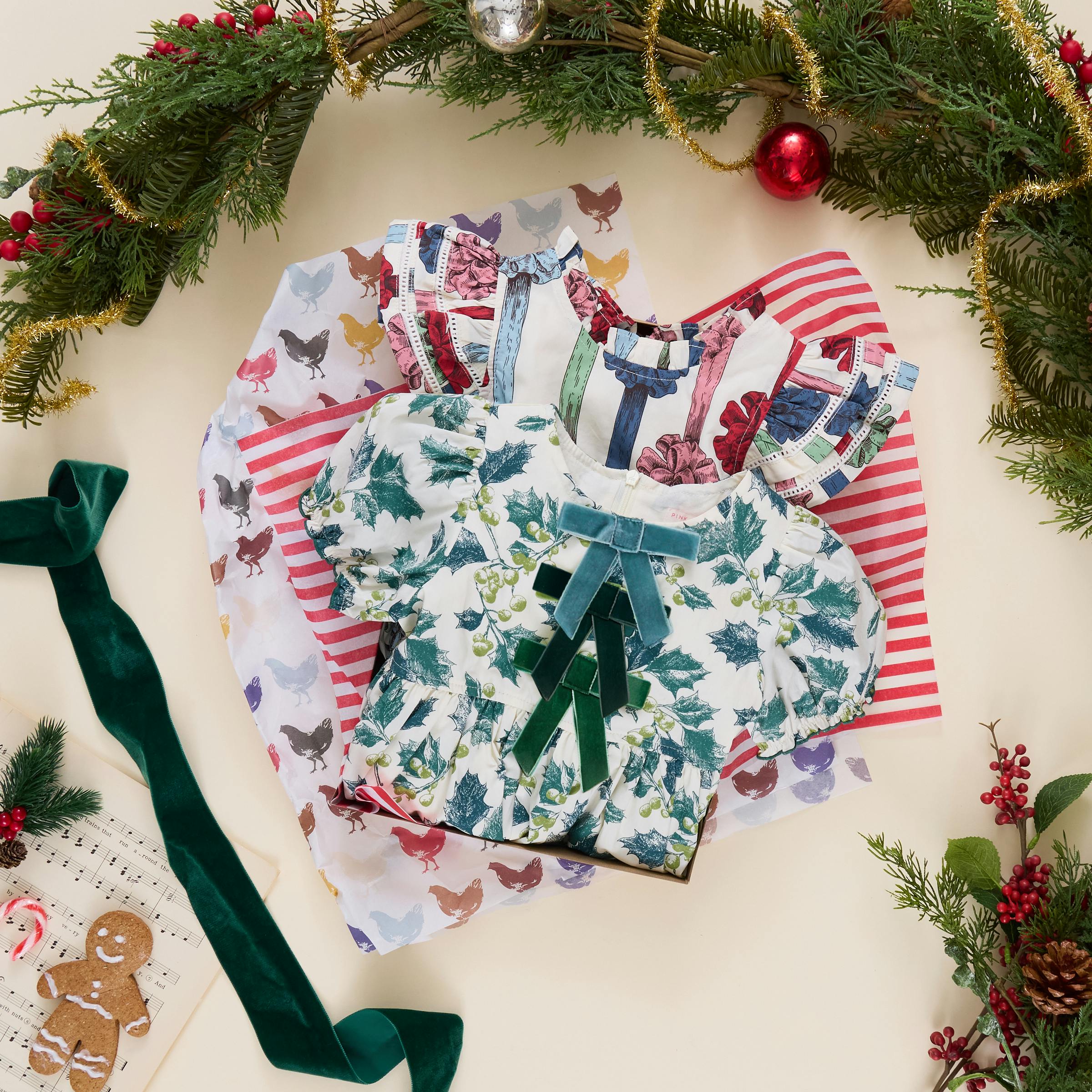 Girls Hermione Dress - Green Holly