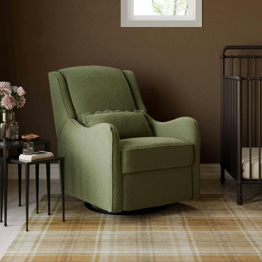 Devon Recliner and Swivel Glider in Olive Boucle