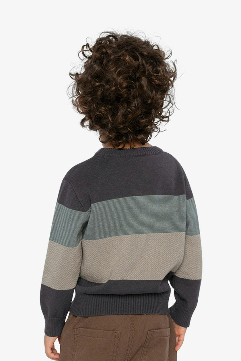 Colorblock Knit Sweater Black And Beige