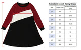 Tricolor French Terry Long Sleeve Dress