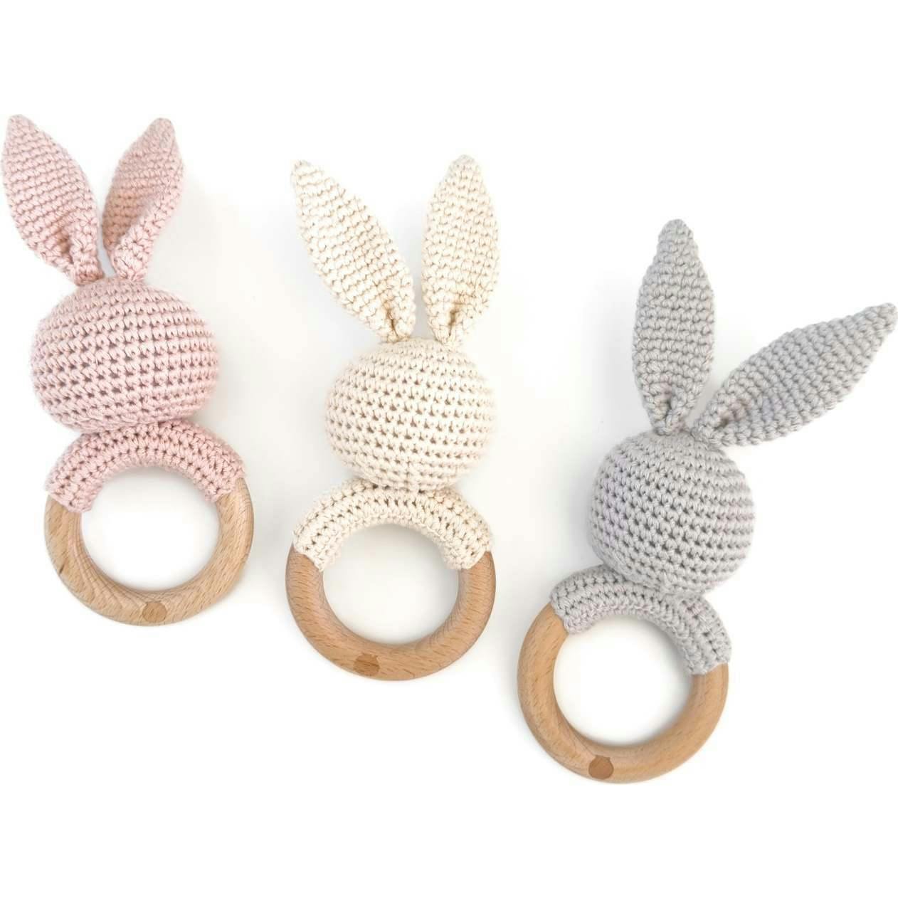 Bow Swaddle and Teether Set - Pink Bunny