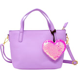 Faux Leather Tote Shoulder Strap Handbag With Sequins Happy Face Charm