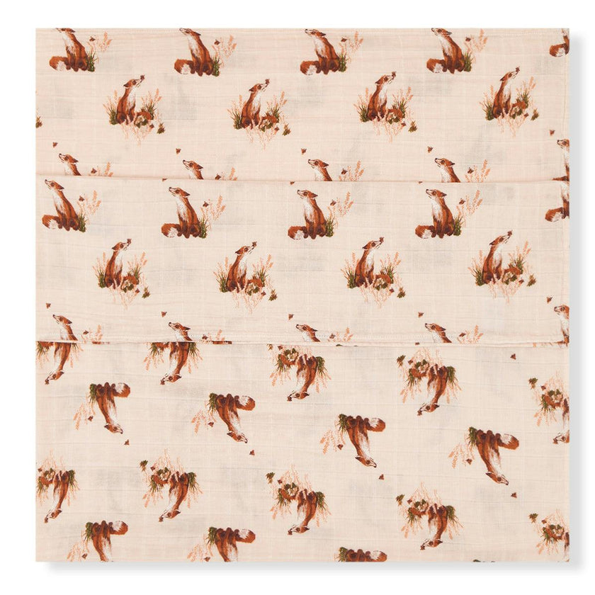 Floral Organic Cotton Muslin Swaddle Blanket