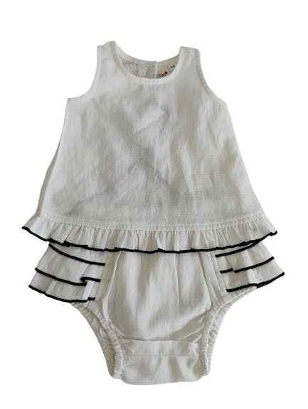 Frill Top and Shorts Set White