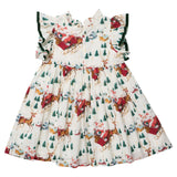 Girls Jennifer Dress - Santa Sleigh
