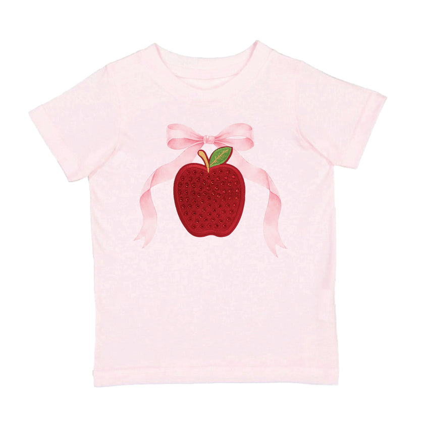 Apple Rhinestone Patch Short Sleeve T-Shirt