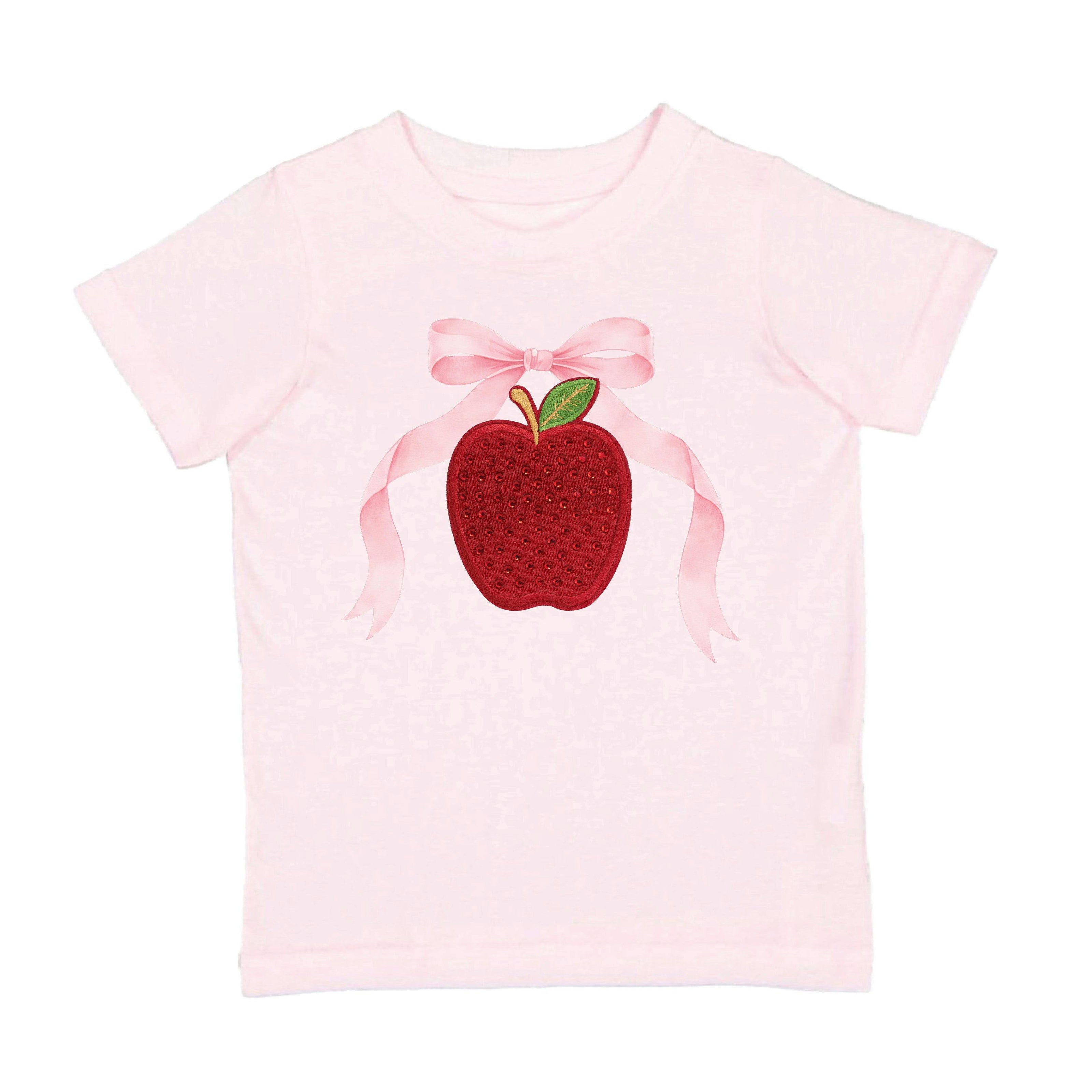 Apple Rhinestone Patch Short Sleeve T-Shirt