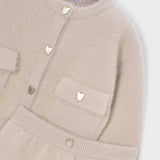 Beige Knit Cardigan & Skirt Set