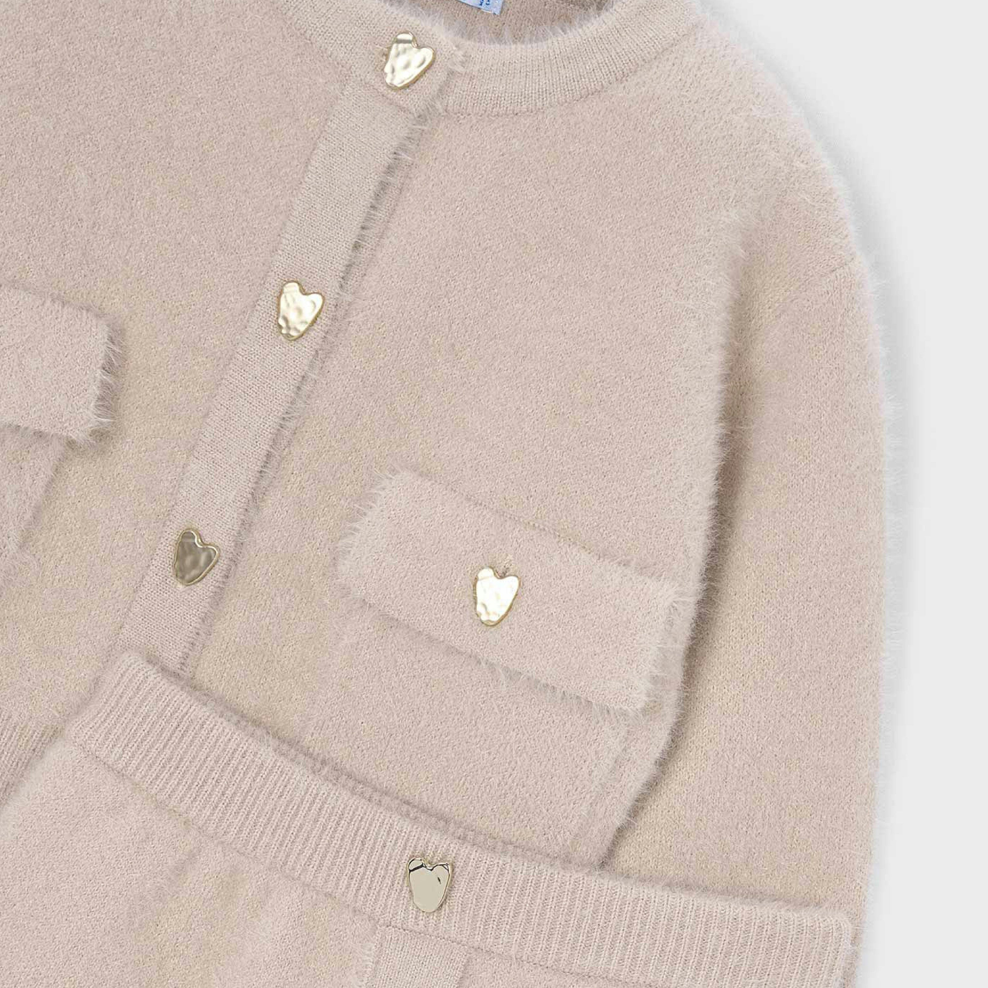 Beige Knit Cardigan & Skirt Set