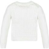 Organic Long Sleeve Cable Knit Cardigan Sweater, White