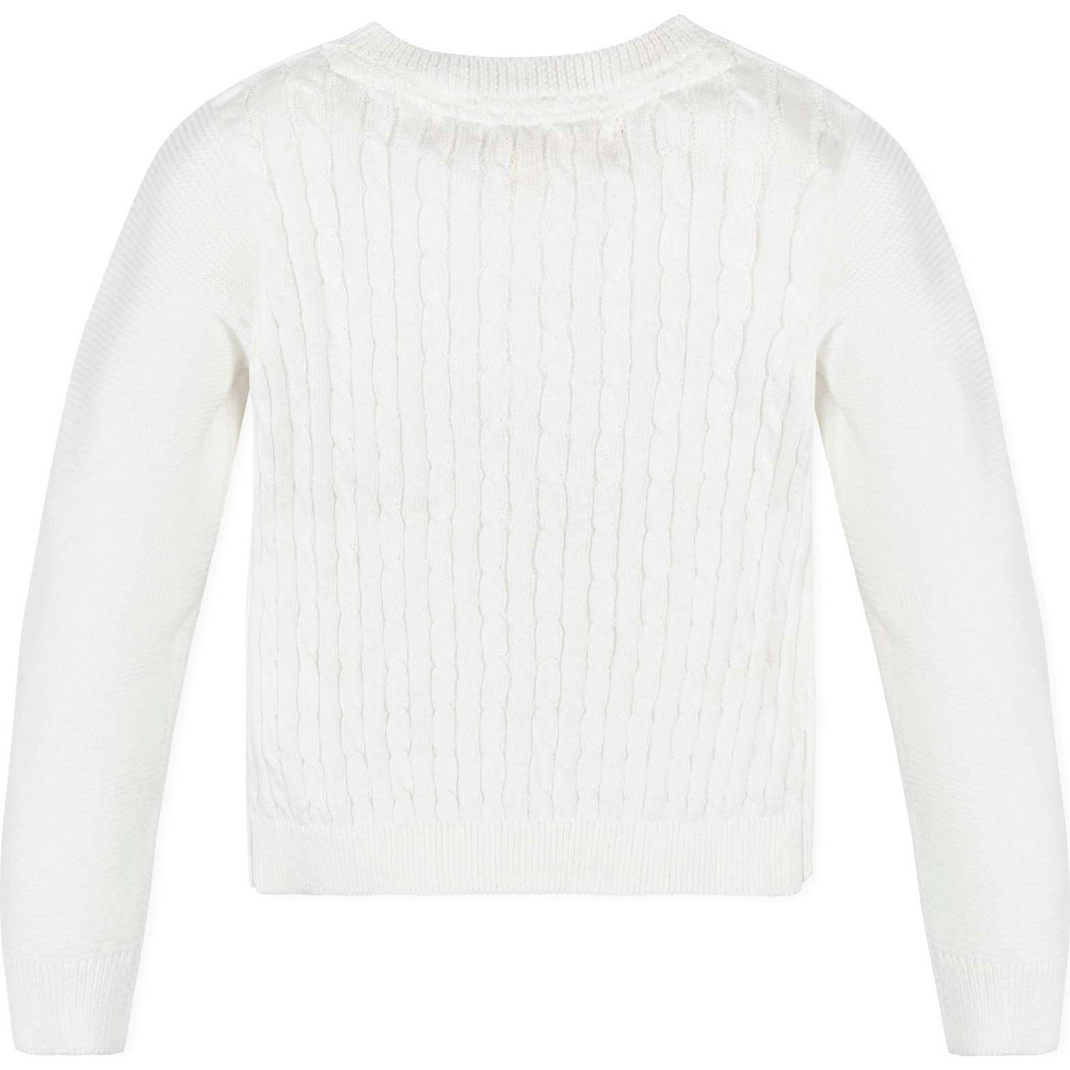 Organic Long Sleeve Cable Knit Cardigan Sweater, White
