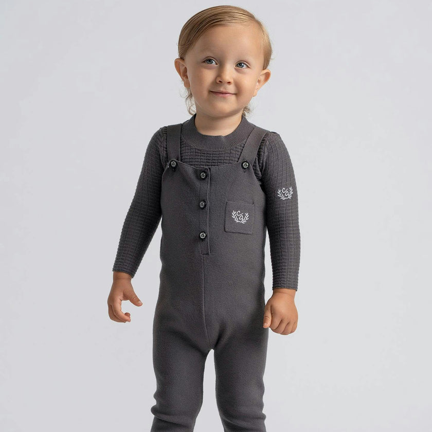 Crest Embroidery Knit Overall