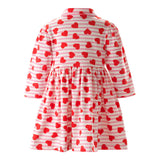 Babys Striped Heart Print Peter Pan Collar Jersey Dress