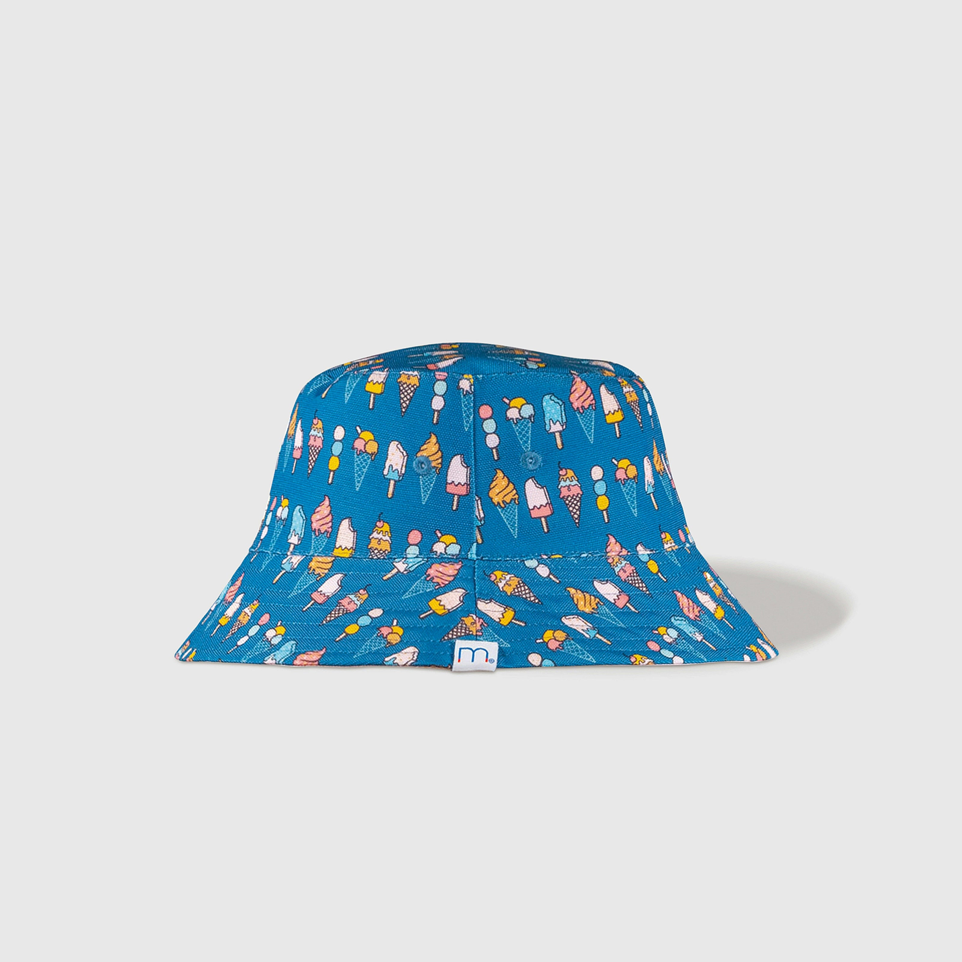 Reversible Kids Bucket Hat – Ice Cream Print | Summer Hat for Kids with 2-in-1 Design, Appliqué Patch & All-Over Print